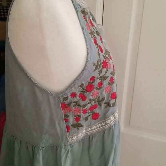 BOHO chic vintage look EMBROIDERED sleeveless top, size Medium - Picture 3 of 16